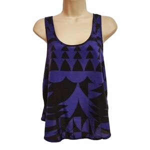 Silence + Noise Geometric Tank Top Purple Black Medium